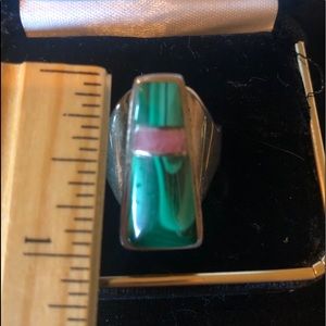 Vintage Malachite, Mother of Pearl ring